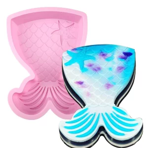 Mermaid Tail Silicone Cake Pan, Mermaid Tail Mold Mermaid Bread Baking Tray Cheesecake Muffin Cake Mold for Baby Shower Birthdays Parties (Random Col