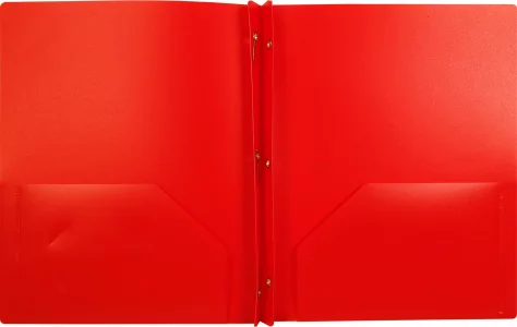 Lion 2-Pocket Plastic Folder with Fasteners, 4 Pack, Red (92310-RD-4P)