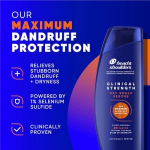 Head & Shoulders Anti-Dandruff Shampoo with 1% Selenium Sulfide, Clinical Strength Dry Scalp Rescue Shampoo Twin Pack, Seborrheic Dermatitis Relief, 