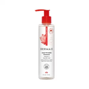 Derma E Anti-Wrinkle Cleanser - Anti-Aging Face Wash with Glycolic Acid and Vitamin A - Gentle Cleansing and Exfoliating Facial Wash Removes Makeup, 