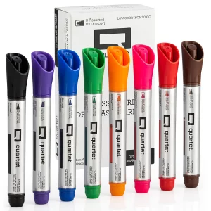 Quartet Dry Erase Markers, Glass Whiteboard Markers, Bullet Tip, Assorted Colors, 8 Pack (Q120000GBA)