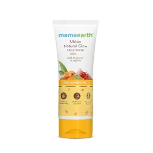 Mamaearth Ubtan De Tan Face Wash | Helps Reduce Tanning & Sun Damage | Gently Cleanses Dirt & Excess Oil | Enriched with Turmeric & Saffron | 3.38 Fl