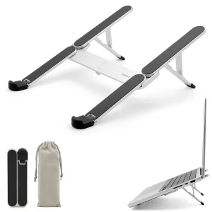 NSMO Laptop Stand - Adjustable Aluminum Portable Laptop Stand with 5-Level Height Settings, Ergonomic Design, Heat Dissipation, Non-Slip Support, Com