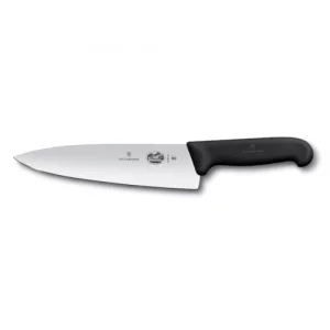 Victorinox Fibrox Pro Chefs Knife, 8 Inch - Swiss Army Kitchen Knife, High Carbon Stainless Steel Blade, Non-Slip Fibrox Handle, Dishwasher Safe, Bl