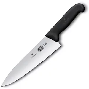 Victorinox Fibrox Pro Chefs Knife, 8 Inch - Swiss Army Kitchen Knife, High Carbon Stainless Steel Blade, Non-Slip Fibrox Handle, Dishwasher Safe, Bl