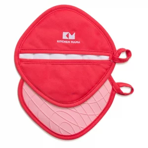 Kitchen Mama Silicone Pot Holders - Heat Resistant, Non-Slip Surface, Dual Pocket Design with Soft Cotton Lining, Safe, Durable, Stylish, Practical f