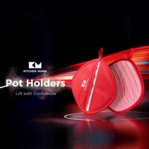 Kitchen Mama Silicone Pot Holders - Heat Resistant, Non-Slip Surface, Dual Pocket Design with Soft Cotton Lining, Safe, Durable, Stylish, Practical f