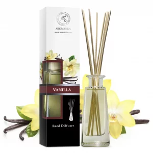 Reed Diffuser with Natural Essential Oil Vanilla 3.4 Fl Oz (100ml) - Scented Reed Diffuser - Gift Set with Bamboo Sticks - Best for Aromatherapy - SP