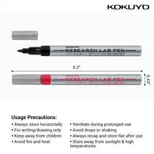 KOKUYO Alcohol Resistant Laboratory Markers, 5 Black Permanent Freezer Lab Pens with 0.6mm Fine Point Tip, Designed for Industrial, Lab and Hospital 