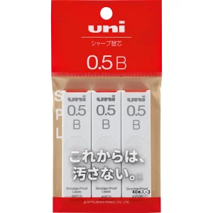 Mitsubishi Pencil Uni Uni Mechanical Pencil Lead, 0.5 B, 3 Pieces, ULS05403PB Black