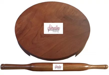 Shradha Trading Wooden Belan Chakla, Wooden Circular Board With Rolling Pin