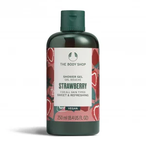 The Body Shop Strawberry Shower Gel | Cleansing & Refreshing Body Wash for All Skin Types | Lathering with Aloe Vera for Softer Skin, Vegan, 250 ml /