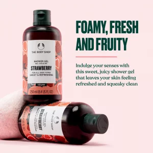 The Body Shop Strawberry Shower Gel | Cleansing & Refreshing Body Wash for All Skin Types | Lathering with Aloe Vera for Softer Skin, Vegan, 250 ml /