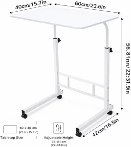 Zanbeel Mobile Standing Desk Adjustable Height for Laptop - Small Rolling Desk & Portable Table on Wheels - Small Standing Table with Wheels for Home