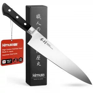 Kimura Chef Knife, [Made in Japan], 8 inch Professional Kitchen Knife, Ultra Sharp High Carbon Molybdenum Stainless Steel Gyuto Knife, Chefs Knife wi