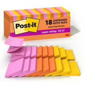Post-it Super Sticky Dispenser Pop-up Notes, 18 Sticky Note Pads, 3 x 3 in., 2X the Sticking Power, School Supplies and O?ce Products, Use with Post-