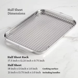 Hestan Provisions OvenBond - 3-Piece Tri-ply Baking Sheet Set Professional Stainless Steel Bakeware, Half & Quarter Sheets & Rack