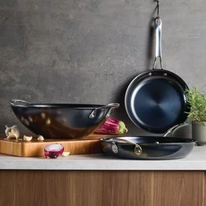 Anolon Everlast N2 Carbon Steel Frying Pan/Skillet with Helper Handle Compatible with All Cooktops, Metal Utensil Safe, 12 Inch - Black