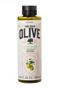 KORRES Pure Greek Olive Shower Gel Honey Pear Scent, Plant Based Foaming Body Cleanser with Olive Leaf Extract, Active Aloe & Wheat Proteins for Wome