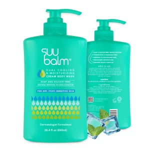 Suu Balm Anti Itch Body Wash, Psoriasis Body Wash, Eczema Body wash for adults, Moisturising Cleanser for Dry Itchy Relief, For Sensitive Skin, Cooli