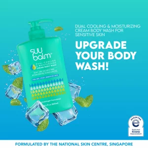 Suu Balm Anti Itch Body Wash, Psoriasis Body Wash, Eczema Body wash for adults, Moisturising Cleanser for Dry Itchy Relief, For Sensitive Skin, Cooli
