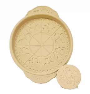 Brown Bag Ceramic Set of 2 Shamrock Shortbread Pan and Cookie Stamp Irish Symbols Kitchen Tools Backing Supplies Birthday Present Housewarming Gift