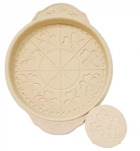 Brown Bag Ceramic Set of 2 Shamrock Shortbread Pan and Cookie Stamp Irish Symbols Kitchen Tools Backing Supplies Birthday Present Housewarming Gift
