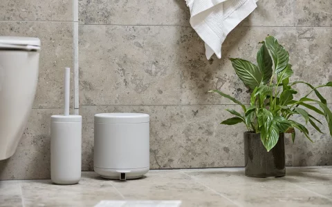 Zone Denmark Nova One Ceramic Toilet Long Brush | with Brush Holder Soft Touch | Enhance Your Bathroom with a Chic and Practical Duo for Modern Style