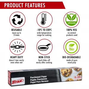 MANGA Titan White Parchment Paper Roll - Non-Stick, 205 FT (15' x 164' ft), 1 Roll