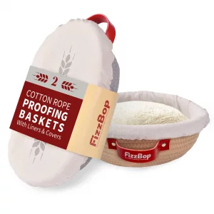 FIZZBOP Banneton Bread Proofing Basket, Oval And Round Sourdough Proofing Baskets, Cotton Rope Bowls, Sourdough Baking Supplies Set with Liners Cover