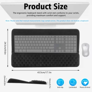 Black One-Piece Ergonomic Keyboard Wrist Rest - Keyboard Stand with Wrist Rest Practical Office Desk Accessories for Home Office Comfort(Black)