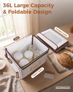 HIAWEMADE Foldable Bread Proofing Box, 36L Electric Dough Proofer, with 99H Timer & 68-131? Precision Temperature Control for Sourdough Starter, Home