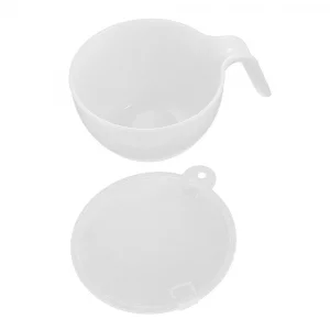 Pokinge Classic Plastic Mixing Bowls with Handle And Lid, Cream Coloring Mixing Bowl Icing Mixing Circular Distribution Bowl Baking Tool