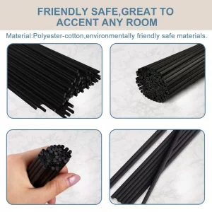 HOSSIAN 50pcs Reed Diffuser Sticks - Wood Rattan-Reed Sticks -Essential Oil Aroma Diffuser Sticks- Spa-Aromatherapy(Black7.87/20cm)