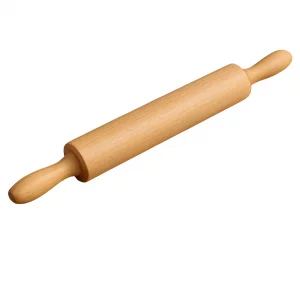 Classic Wooden Rolling Pin for Baking - 17-Inch Natural Beechwood Dough Roller with Easy-Grip Handles - Perfect for Bread, Pizza, Pastries, Cookies -