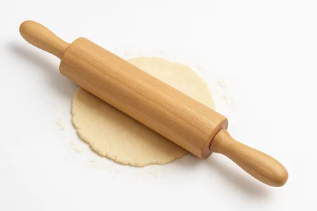 Classic Wooden Rolling Pin for Baking - 17-Inch Natural Beechwood Dough Roller with Easy-Grip Handles - Perfect for Bread, Pizza, Pastries, Cookies -