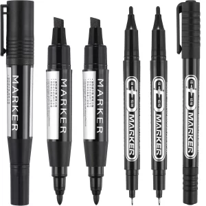 Blulu 6 Pcs Permanent Markers Variety Pack 2026 Graduation Party Favors Double-ended Permanent Marker Pen Ultra Fine Tip, Fine, Chisel Tip Quick Dryi
