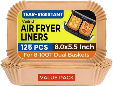 125Pcs Air Fryer Liners Disposable for Dual Basket, 8x5.5 Inch Rectangle Parchment Paper for Ninja DZ201 DZ401, Chefman/COSORI 2-Basket Air Fryer, Oi
