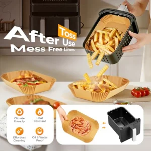 125Pcs Air Fryer Liners Disposable for Dual Basket, 8x5.5 Inch Rectangle Parchment Paper for Ninja DZ201 DZ401, Chefman/COSORI 2-Basket Air Fryer, Oi