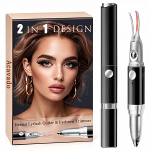Heated Eyelash Curler - 2 in 1 Eye Lash Curler and Eyebrow Trimmer for Women with 2 Temperature Modes, USB Rechargeable Electric Eyelash Curler, Anti