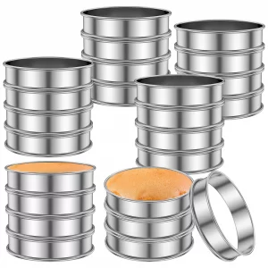24 Pack 4 Inch Cookie Rings for Baking, Stainless Steel English Muffin Rings Double Rolled, Round Metal Cooking Pastry Ring Baking Molds for Cookies 