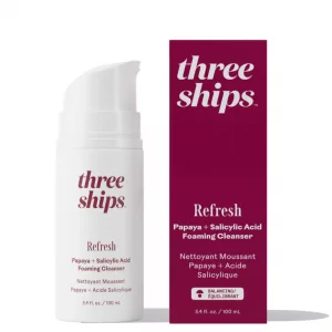 Three Ships - Refresh Papaya + Salicylic Acid Cleanser | Smooth, Cleanse, Refresh Skin | Cruelty-Free, Vegan, Paraben-Free, Sensitive Skin Safe (3.4 