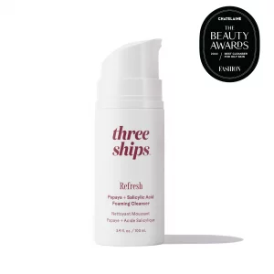 Three Ships - Refresh Papaya + Salicylic Acid Cleanser | Smooth, Cleanse, Refresh Skin | Cruelty-Free, Vegan, Paraben-Free, Sensitive Skin Safe (3.4 