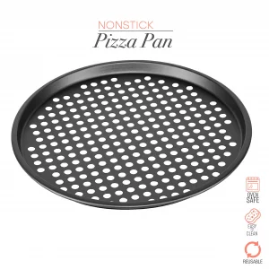 Kitchen Details 13 Inch Pizza Crisper Pan | Heating and Browning| Dimensions 13 Round | Durable| Easy to Clean | Vented Base| Grey