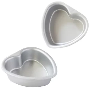 Proshopping 4 Inch Heart Cake Pan, Mini Heart Shaped Baking Mold, Aluminum Small Baking Tin, Set of 2 for Weddings, Birthday Parties, Anniversary - S