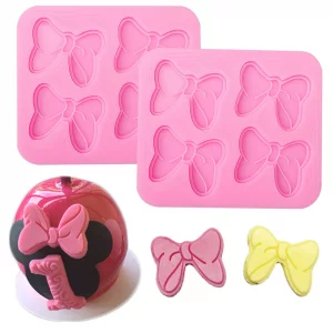 2PCS Mouse Bows Silicone Molds for Cake Cupcake Decoration, Bowknot Cartoon Butterfly Tie Fondant Mold for DIY Candy Chocolate Pudding Crafts Mould B