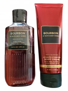 Bath & Body Works Men's Bourbon 3-in-1 Hair, Face & Body Wash Shower Gel and Body Cream 2 Piece Set