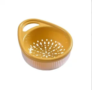 Small Colander Set Perfect for Washing Fruits and Vegetables, BPA-Free, Strainer Bowls for Kitchen Sink (Yellow)