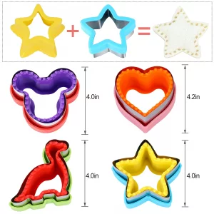 Elfkitwang Sandwich Cutter and Sealer Set,4 Pcs Bread Sandwich Decruster Pancake Maker DIY Cookie Cutters for Kids Bento,Heart Dinosaur Star Mouse Sh