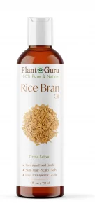 Plant Guru Rice Bran Oil 4 fl. oz. - 100% Pure & Natural Carrier Oil for Skin, Face, Body, and Hair Moisturizing. Great for DIY Creams, Lotions, and 